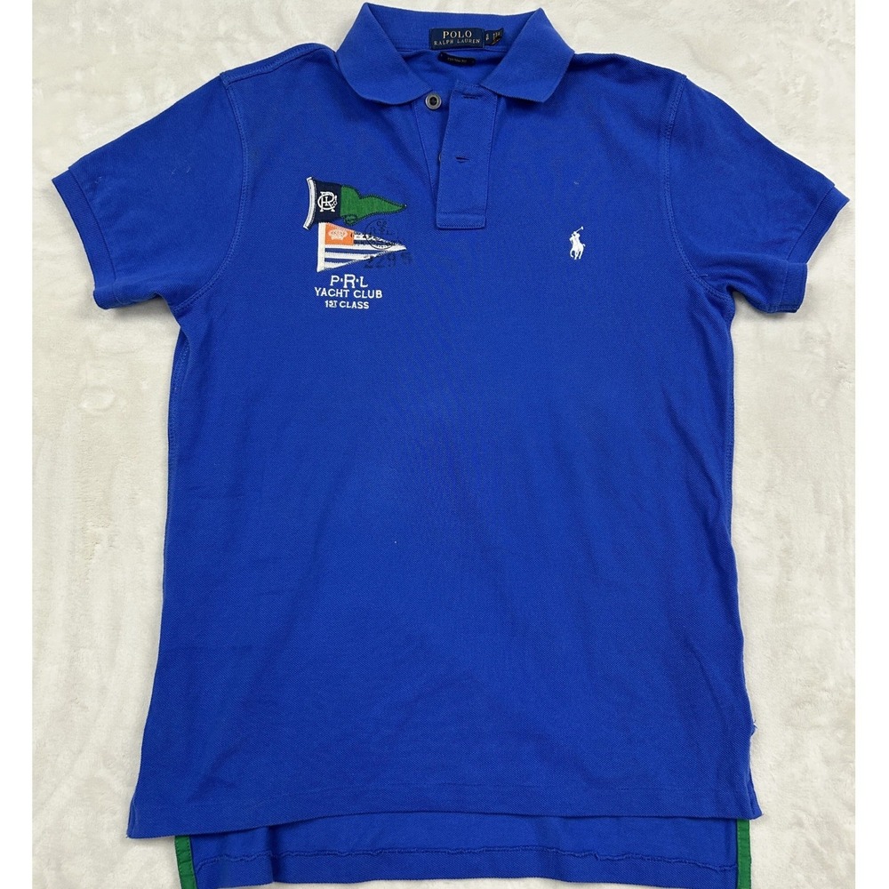 Polo Ralph Lauren Polo Shirt Mens S Blue Yacht Club Nautical Custom Fit 0233